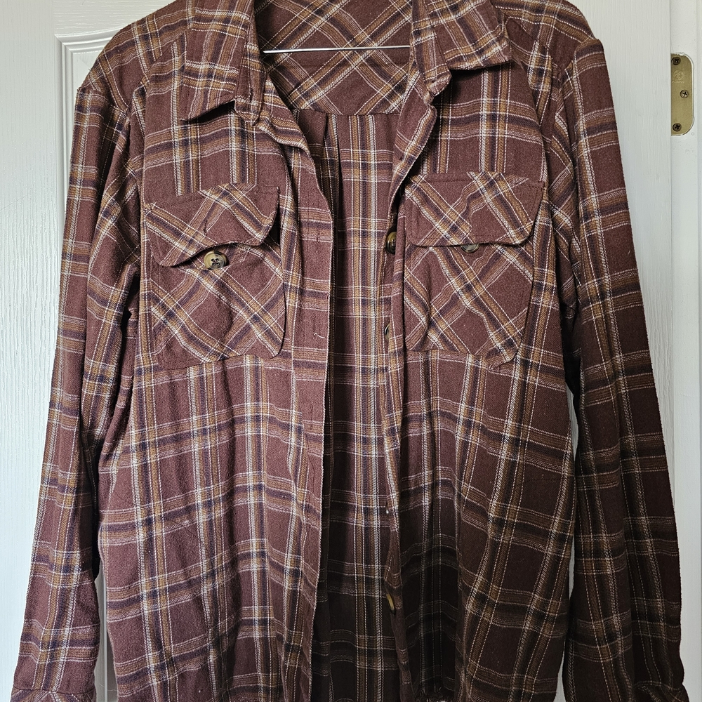 Democracy Brown Plaid Shirt